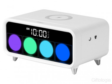 Часы с беспроводным зарядным устройством Rombica Timebox 1, белый &mdash; Гифтология