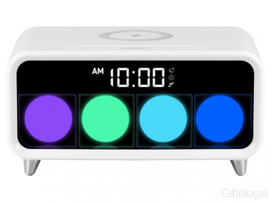 Часы с беспроводным зарядным устройством Rombica Timebox 1, белый &mdash; Гифтология