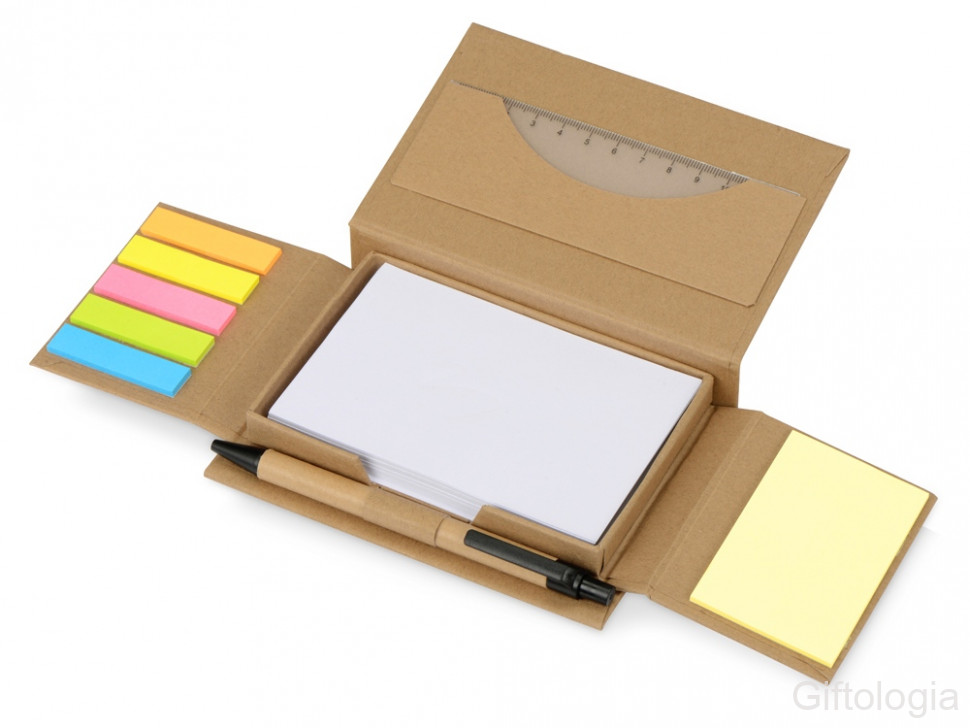 Канцелярский набор для записей Stick box, натуральный фото 1 &mdash; Гифтология