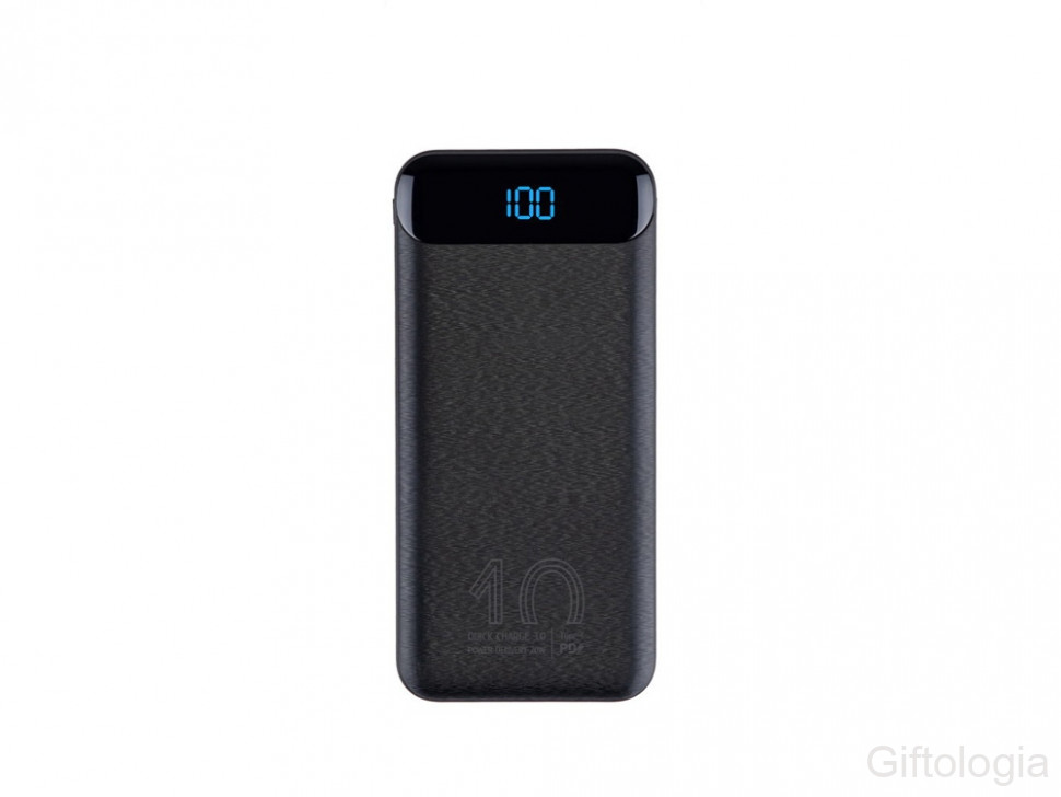 VA2540 (10 000mAh), QC/PD 20W внешний аккумулятор с дисплеем, черный фото 1 &mdash; Гифтология