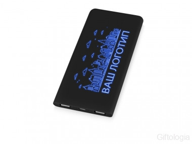 Портативное зарядное устройство с синей подсветкой логотипа Faros, soft-touch, 4000 mAh &mdash; Гифтология