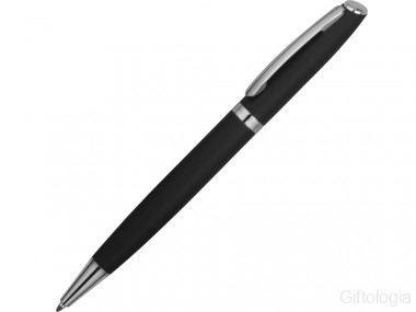 Ручка металлическая шариковая Flow soft-touch, черный/серебристый &mdash; Гифтология