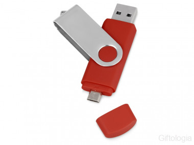 USB/micro USB-флешка 2.0 на 16 Гб Квебек OTG, красный &mdash; Гифтология