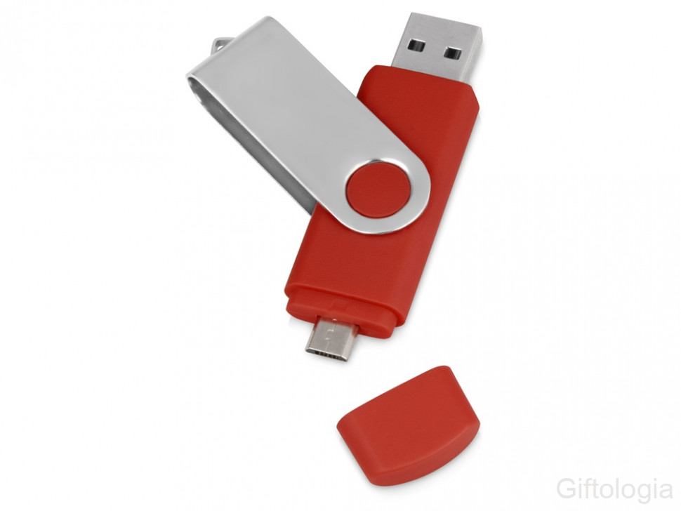 USB/micro USB-флешка 2.0 на 16 Гб Квебек OTG, красный фото 1 &mdash; Гифтология