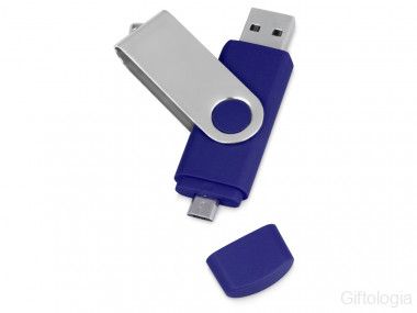 USB/micro USB-флешка 2.0 на 16 Гб Квебек OTG, синий &mdash; Гифтология