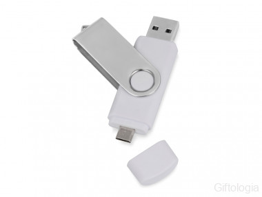 USB/micro USB-флешка 2.0 на 16 Гб Квебек OTG, белый &mdash; Гифтология