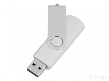 USB/micro USB-флешка 2.0 на 16 Гб Квебек OTG, белый &mdash; Гифтология