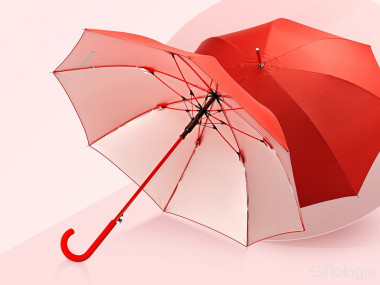 Зонт-трость Silver Color полуавтомат, красный/серебристый &mdash; Гифтология