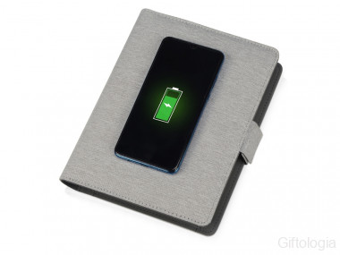 Органайзер с беспроводной зарядкой 5000 mAh Powernote, светло-серый &mdash; Гифтология