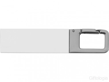 Флеш-карта USB 2.0 16 Gb с карабином Hook, белый/серебристый &mdash; Гифтология