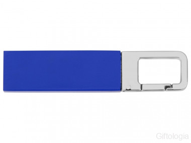 Флеш-карта USB 2.0 16 Gb с карабином Hook, синий/серебристый &mdash; Гифтология