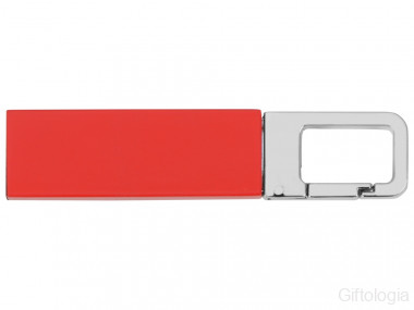 Флеш-карта USB 2.0 16 Gb с карабином Hook, красный/серебристый &mdash; Гифтология