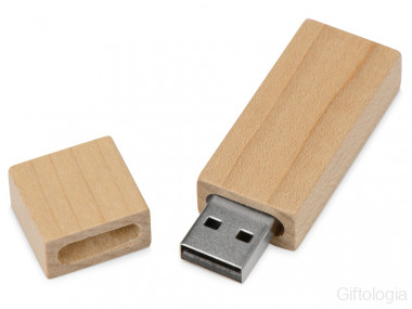 Флеш-карта USB 2.0 16 Gb Woody с магнитным колпачком, натуральный &mdash; Гифтология
