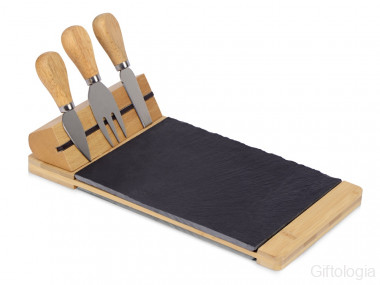 Набор для сыра из сланцевой доски и ножей Bamboo collection Taleggio &mdash; Гифтология